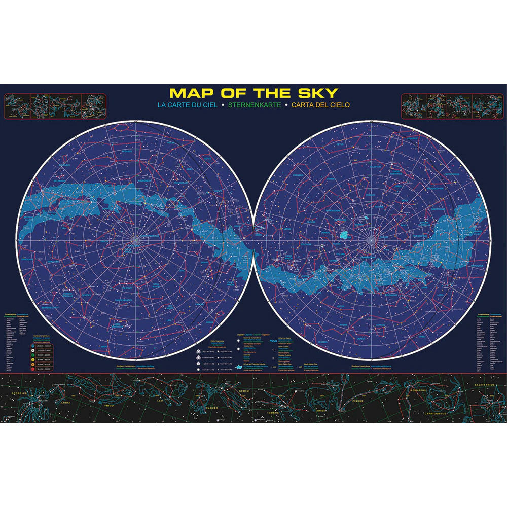 24 x 36 inch Non-Laminated Paper Poster Depicting Various Constellations in an Astrological Star Chart of the Night Sky by EuroGraphics.