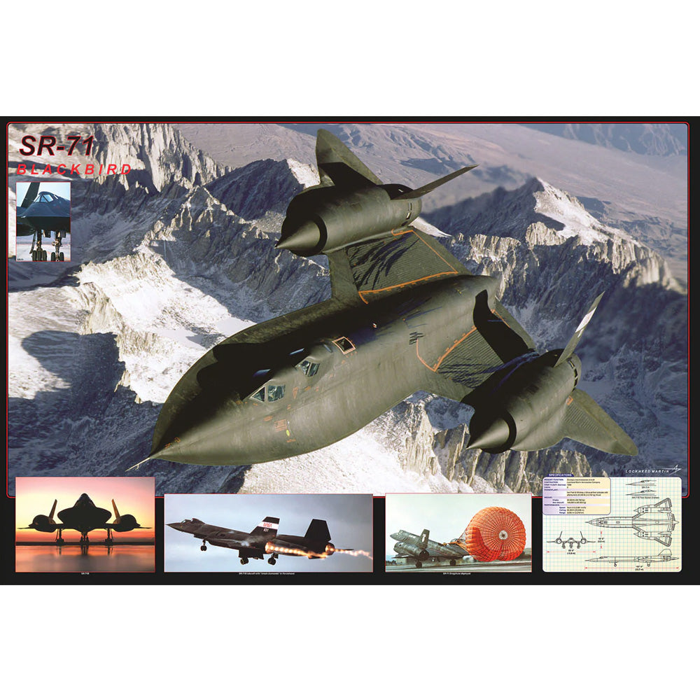 24 x 36 inch Non-Laminated Paper Poster Depicting Images and Diagram of the Lockheed SR-71 Blackbird Stealth Reconnaissance Aircraft by EuroGraphics.