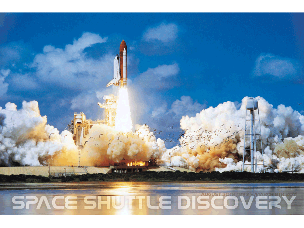 1,000 Piece Jigsaw Puzzle made from Recycled Paper depicting the Space Shuttle Discovery Lifting Off from Kennedy Space Center by EuroGraphics
