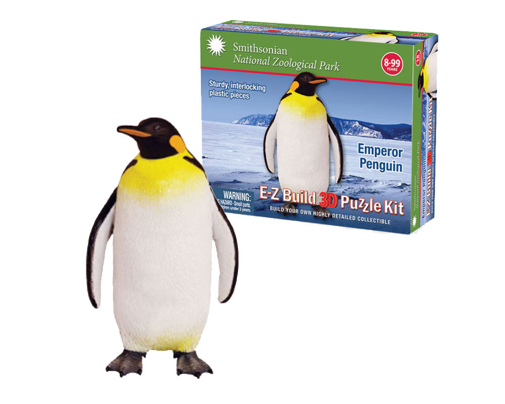 Durable Detailed Plastic 3-Dimensional Puzzle of an Arctic Penguin that comes in 18 Precisely Interlocking Small Plastic Pieces and when Assembled Creates a Highly Detailed Replica for Display or Play.