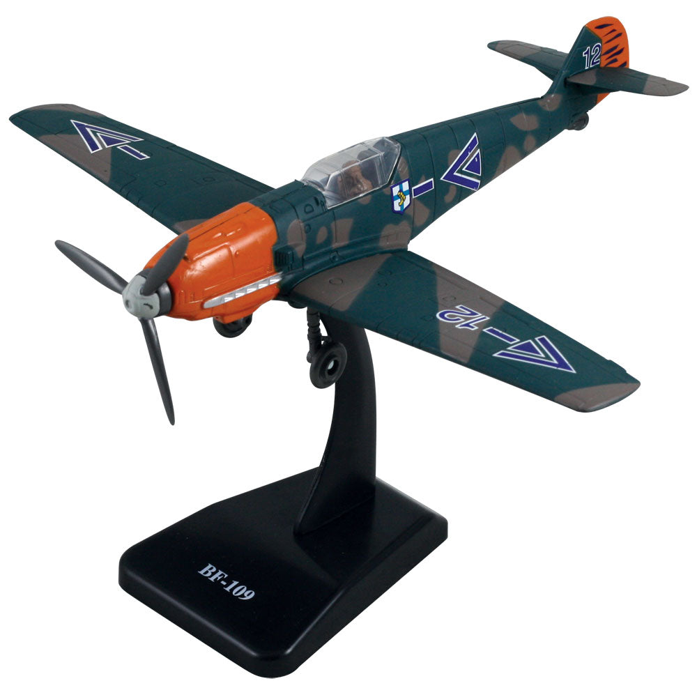 Highly Detailed 1:48 Scale Plastic Model Kit Replica of a Messerschmitt Bf 109 German World War II Fighter Aircraft with Detailed Markings and Display Stand that Includes Everything Needed for Assembly.