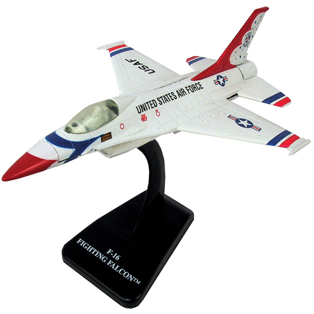 Highly Detailed 1:72 Scale Plastic Model Kit Replica of a General Dynamics F-16 Fighting Falcon Thunderbirds Fighter Aircraft with Detailed Markings and Display Stand that Includes Everything Needed for Assembly.