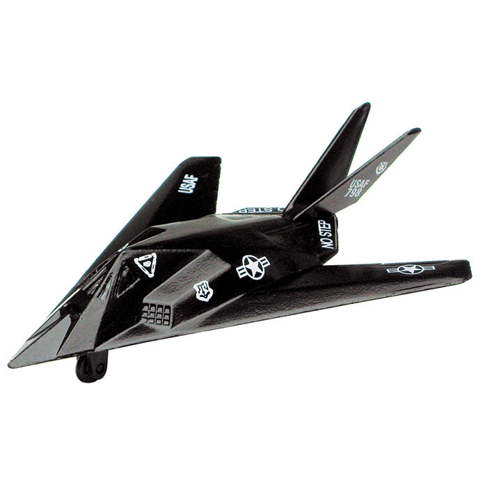 4.5 Inch Diecast Metal Black Lockheed F-117 Nighthawk Stealth Attack Aircraft with Authentic Markings and Details InAir Diecast Flyer RedBox / Motormax.