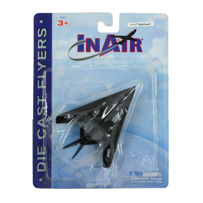 4.5 Inch Diecast Metal Black Lockheed F-117 Nighthawk Stealth Attack Aircraft with Authentic Markings and Details InAir Diecast Flyer RedBox / Motormax.
