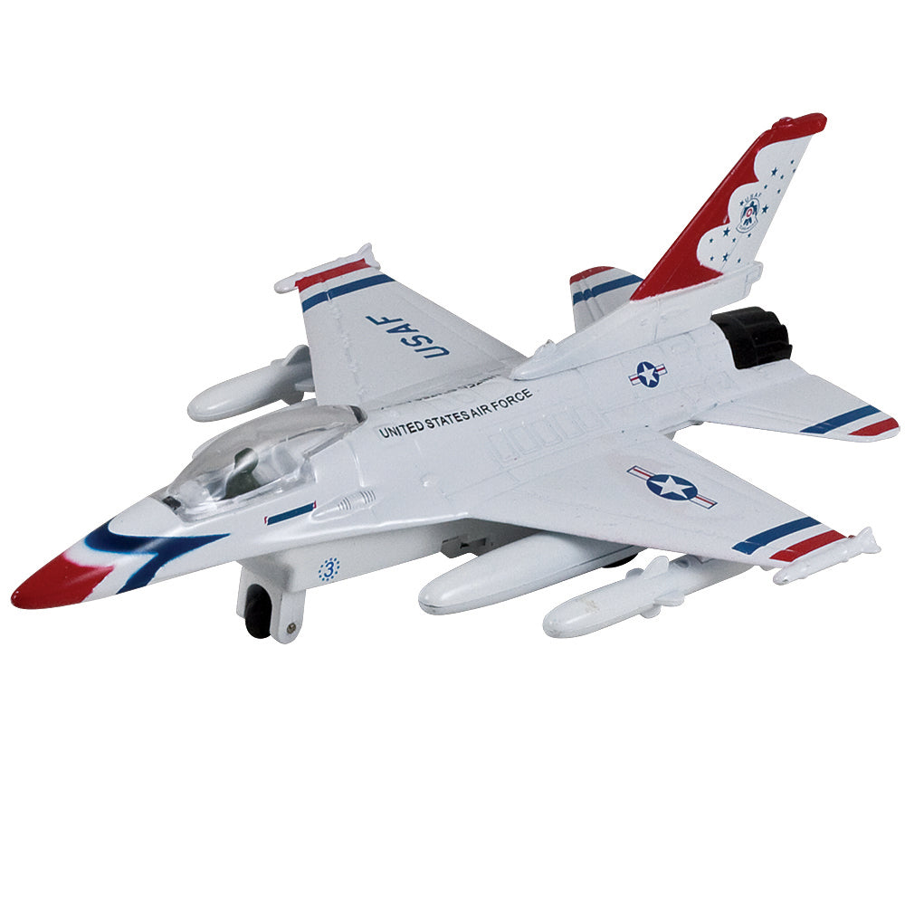 InAir 8 Inch Diecast Metal and Plastic Friction Powered Pullback USAF General Dynamics F-16 Lockheed Fighting Falcon Thunderbirds Fighter Aircraft with Historically Accurate Markings. Just like at the air show!