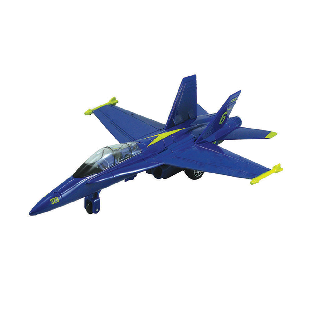 InAir Officially licensed 9 Inch Diecast Metal and Plastic Friction Powered Pullback Boeing McDonnell Douglas F/A-18 Hornet Blue Angels Jet Toy Airplane with Historically Accurate Markings and Numbers 1-6 on the Tail Fins. Just like at the air show!