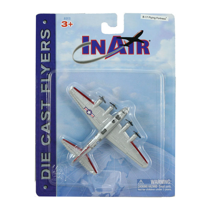4.5 Inch Diecast Metal Silver Boeing B-17 Flying Fortress Heavy Bomber Aircraft with Authentic Markings and Details InAir Diecast Flyers RedBox / Motormax.