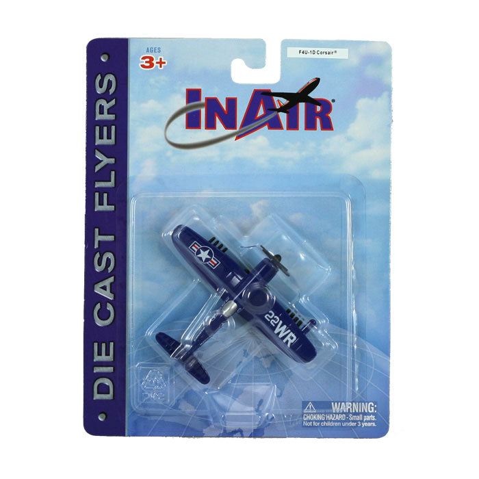 3.5 Inch Small Die Cast Metal Blue Vought F4U Corsair World War II Aircraft with Authentic Markings and Details in its Original Packaging by RedBox / Motormax.