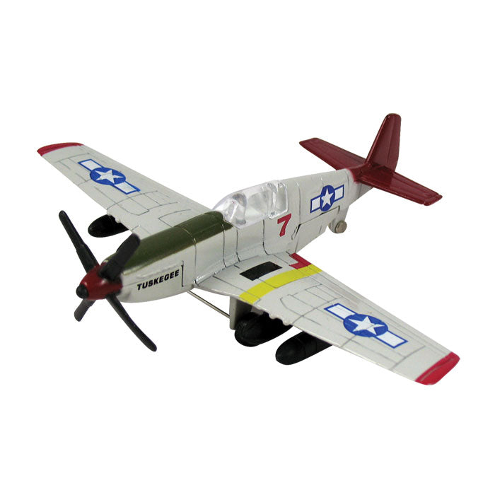 4.5 Inch Diecast Metal North American P-51 Mustang Tuskegee Airman “Red Tails” World War II Aircraft with Authentic Markings and Details InAir Diecast Flyer RedBox / Motormax.