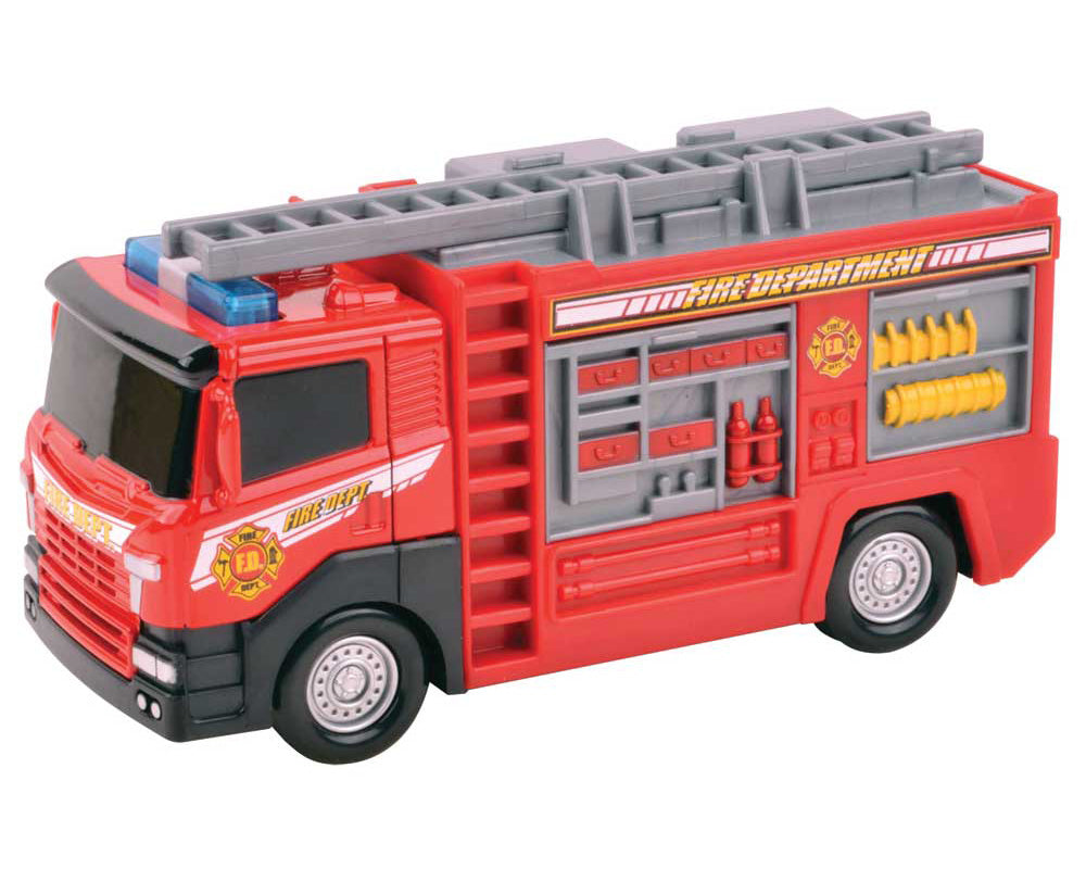 Red Die Cast Metal and Plastic Fire Engine with Removable Ladder measuring 8 Inches Long by RedBox / Motormax.