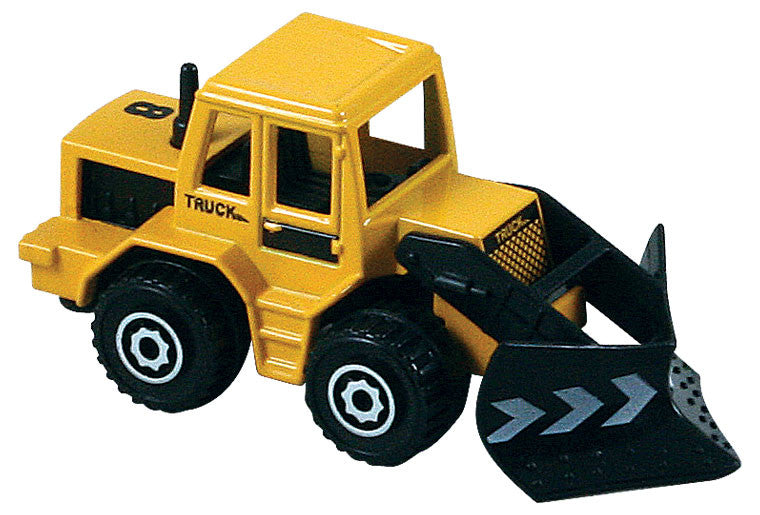 Small Die Cast Construction Vehicle, Bulldozer with Moving Parts measuring approximately 2.5 inches for Indoor or Outdoor Play.