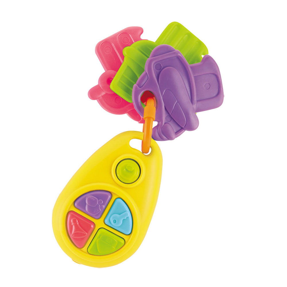 Durable Plastic Colorful Set of Keys on a Key Ring with 3 Soft Jumbo Keys, 5 Colorful Buttons to Press and Realistic Car Sounds by My Precious Baby.