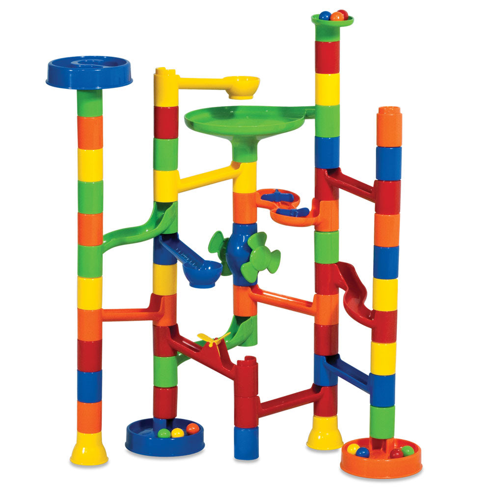 Durable Plastic 55-Piece Labyrinth Marble Playset with 5 Colorful Marbles and 50 Varying Interchangeable Plastic Maze Pieces to create Different Paths by RedBox / Motormax.