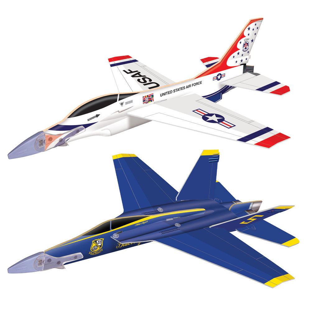 Smithsonian InAir F-18 Blue Angels and F-16 Thunderbirds Gliders are easy to assemble, expertly designed to fly long distances and help teach budding engineers and pilots the principle of flight. Catapult-powered long distance glider Simple, easy-to-follow instructions 11.5 inches long when built Officially licensed STEM toys