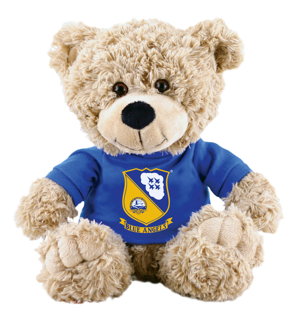 Super Soft Highly Detailed Plush Stuffed Animal Teddy Bear wearing a Blue Angels Logo T-Shirt measuring 12 inches Tall by Cuddle Zoo.