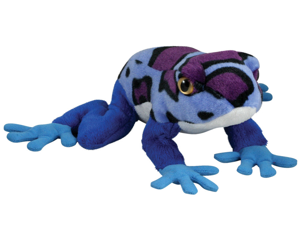 Super Soft Highly Detailed Colorful Plush Stuffed Animal Purple & Blue Tree Frog measuring 7 inches long by Cuddle Zoo.