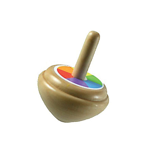 2.5 Inch Brightly Colored Durable Wooden Spinning Top. Wood harvested from government approved reforested land.