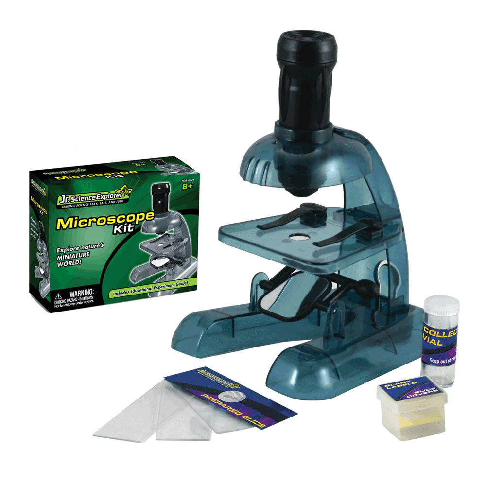Safe, Educational Plastic Working Microscope Science Kit that Requires Assembly and features 50x Magnification Lens, Blank and Prepared Slides, Collecting Vial and Educational, Easy to Follow Experiment Guide.