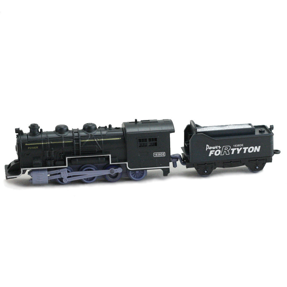 Black steam locomotive with coal tender compatible with WowToyz Scout Series Train Sets WTTR10