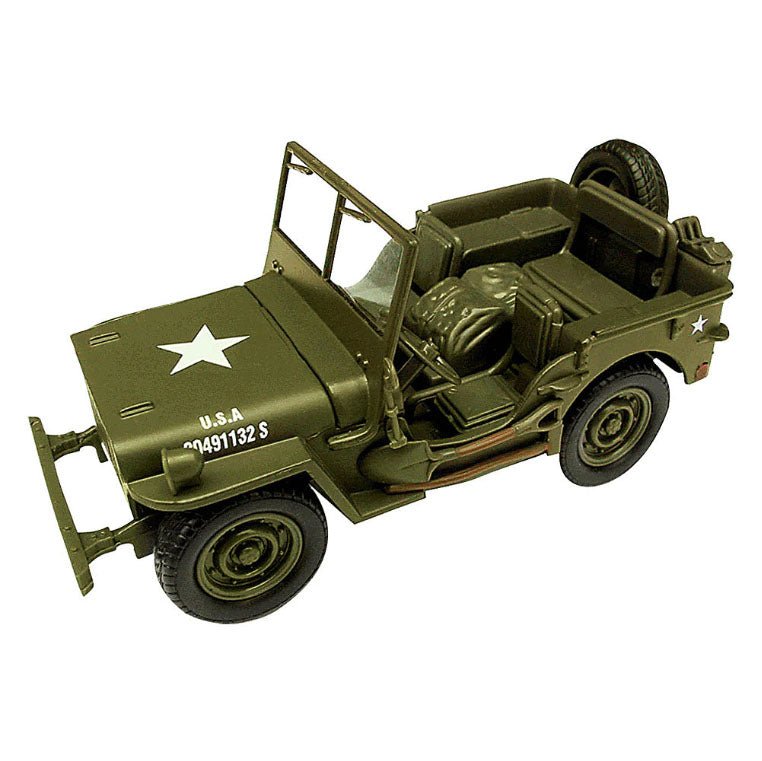 This is a highly-detailed, authentic replica of the world-famous World War II jeep that you can build! Easy to assemble, this model features pullback action once built and includes Willys Jeep facts, stats and historic photos on the back of the packaging