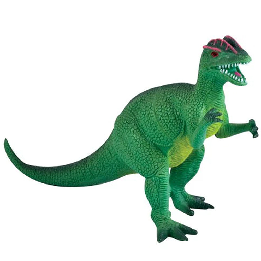 This authentically detailed model of a Dilophosaurus is 10 inches long and made of durable plastic.  10 inches long Authentic Detail Durable plastic   BODIN2