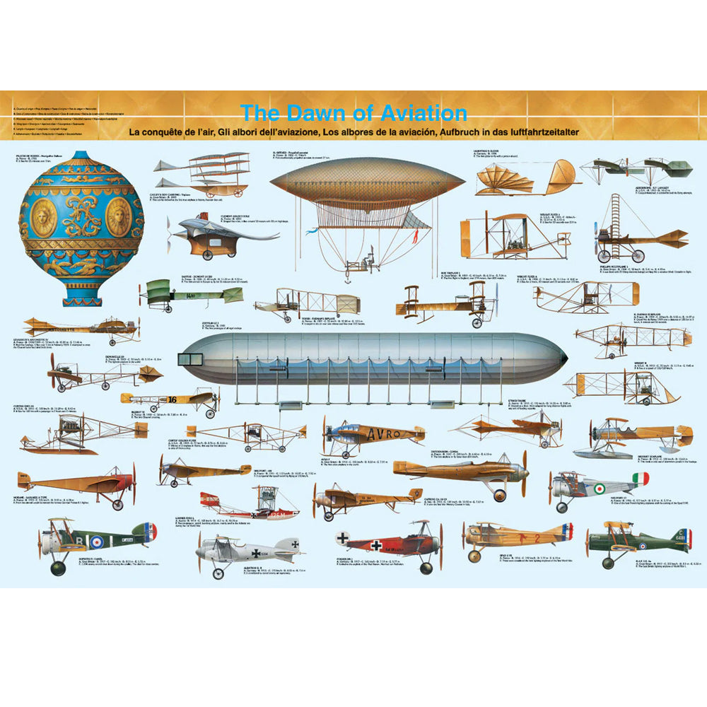Dawn of Aviation Poster This poster is part of our beautiful collection of high quality educational posters offered in a wide variety of styles that are sure to please both young and old! These highly detailed prints are perfect for a bedroom, office or classroom.  Measures 36 inches by 24 inches Highly detailed, quality poster Great for home, office or classroom. Poster by Eurographics