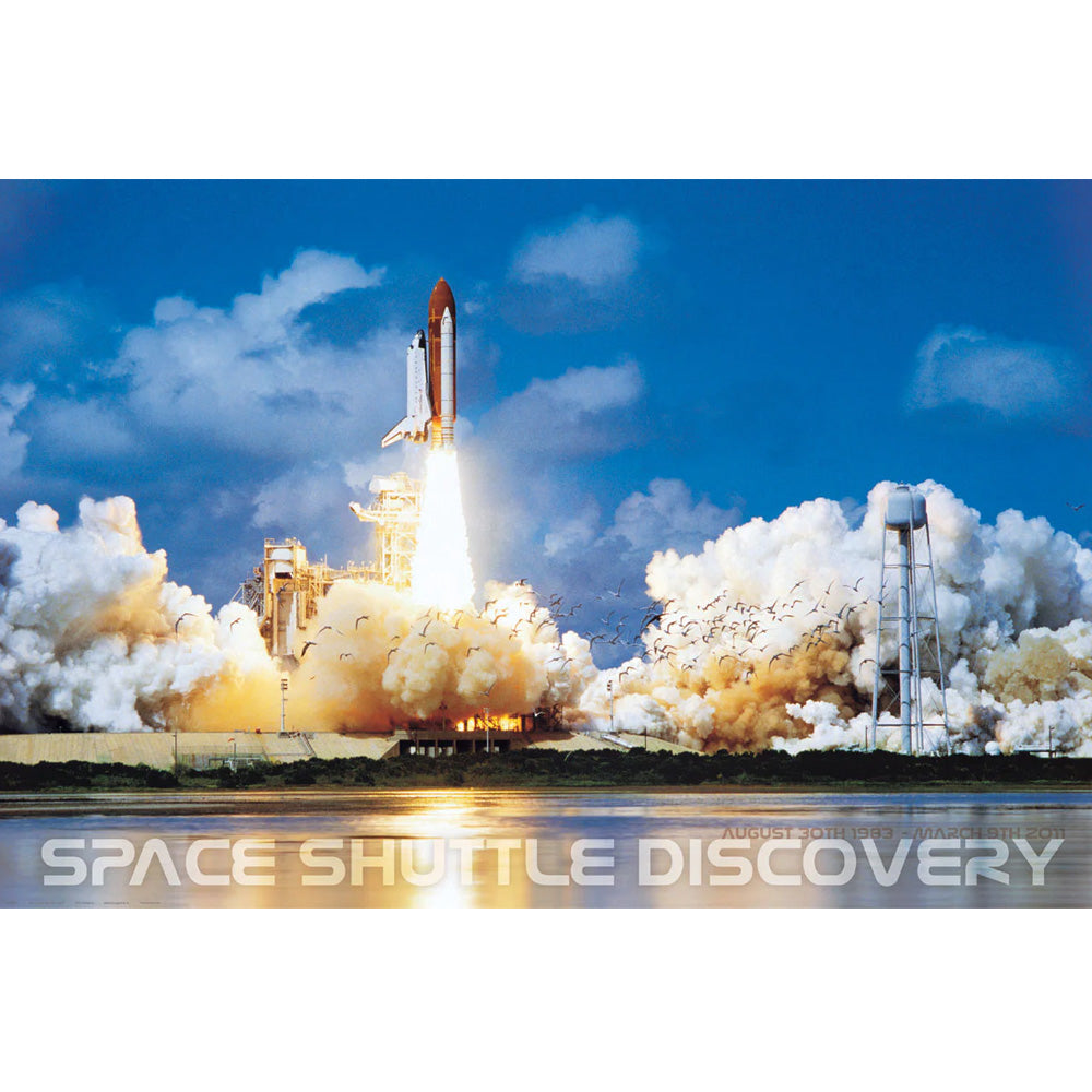 24 x 36 inch Non-Laminated Paper Poster Depicting the Space Shuttle Discovery Lifting Off from Kennedy Space Center by EuroGraphics.