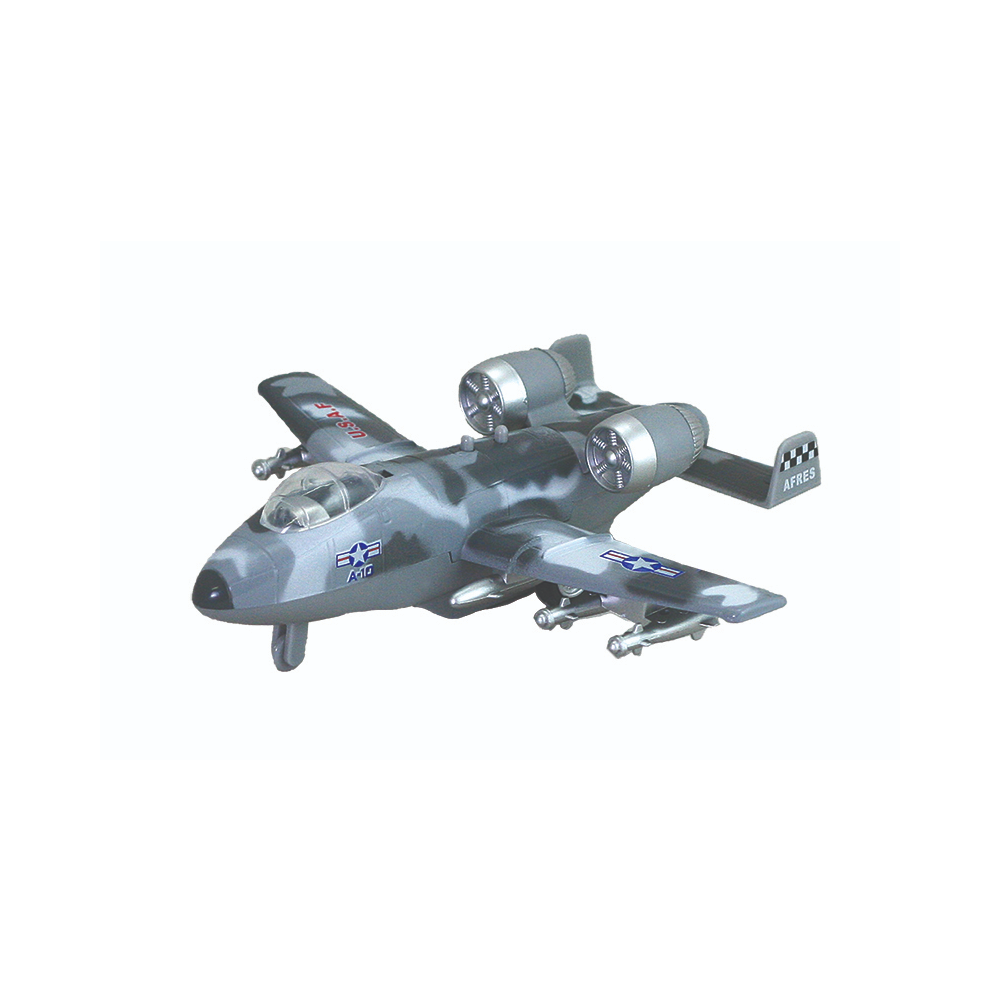 Sonic Warrior A-10 Thunderbolt II Pullback These diecast metal and plastic pullback jets feature opening canopies, gun fire, jet engine sounds, and flashing lights!
