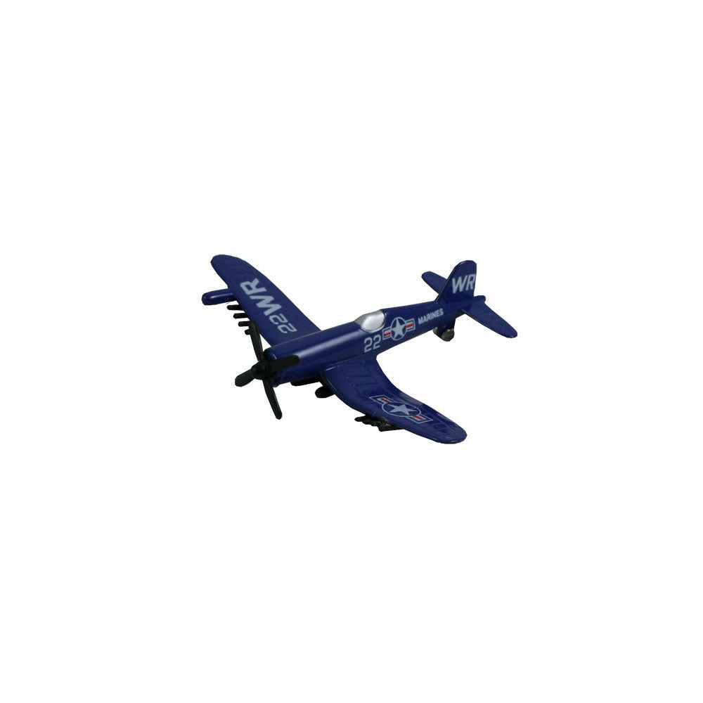 3.5 Inch Small Die Cast Metal Blue Vought F4U Corsair World War II Aircraft with Authentic Markings and Details by RedBox / Motormax.