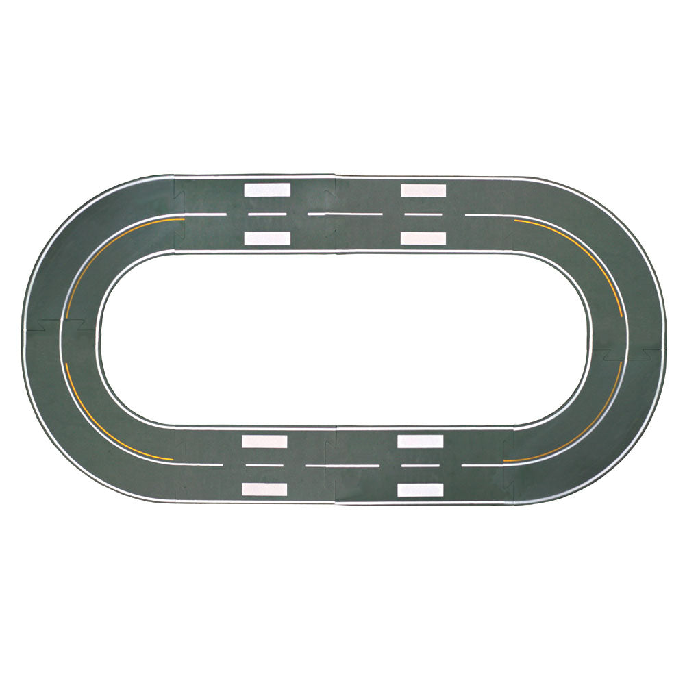 Example Runway Layout using 4 Straight and 4 Curved Sections of Soft Flexible Modular Foam Runway Pieces that Interlock.