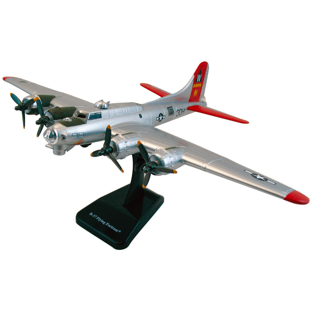 Highly Detailed 1:144 Scale Plastic Model Kit Replica of a Boeing B-17 Flying Fortress Silver Heavy Bomber Aircraft with Detailed Markings and Display Stand that Includes Everything Needed for Assembly.