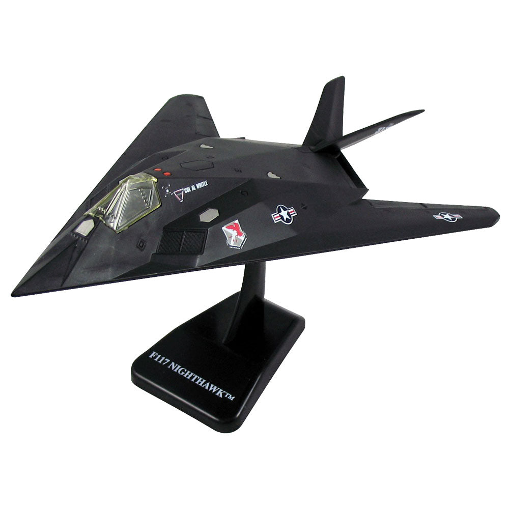Highly Detailed 1:72 Scale Plastic Model Kit Replica of a Lockheed F-117 Nighthawk Stealth Skunk Works Air Force Aircraft with Detailed Markings and Display Stand that Includes Everything Needed for Assembly.