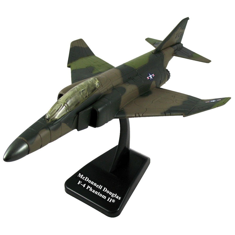Highly Detailed 1:72 Scale Plastic Model Kit Replica of a McDonnell Douglas Camouflage F-4 Phantom II Supersonic Jet Fighter Bomber Aircraft with Detailed Markings and Display Stand that Includes Everything Needed for Assembly.