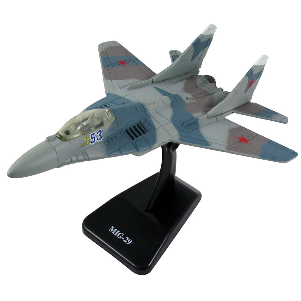 Highly Detailed 1:72 Scale Plastic Model Kit Replica of a Mikoyan MiG 29 Soviet Fighter Aircraft with Detailed Markings and Display Stand that Included Everything Needed for Assembly.