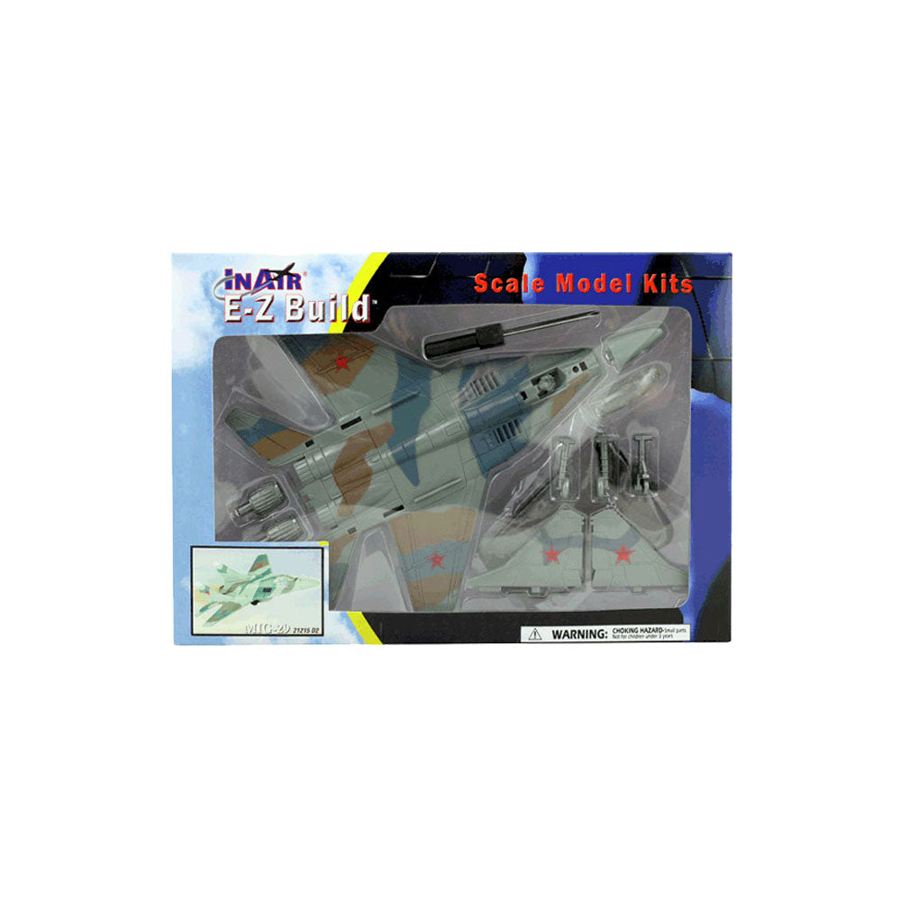 Highly Detailed 1:72 Scale Plastic Model Kit Replica of a Mikoyan MiG 29 Soviet Fighter Aircraft with Detailed Markings and Display Stand in its Original Packaging.