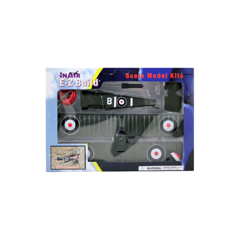 Highly Detailed 1:48 Scale Plastic Model Kit Replica of a Sopwith Camel World War I British Biplane Fighter Aircraft with Detailed Markings and Display Stand in its Original Packaging.