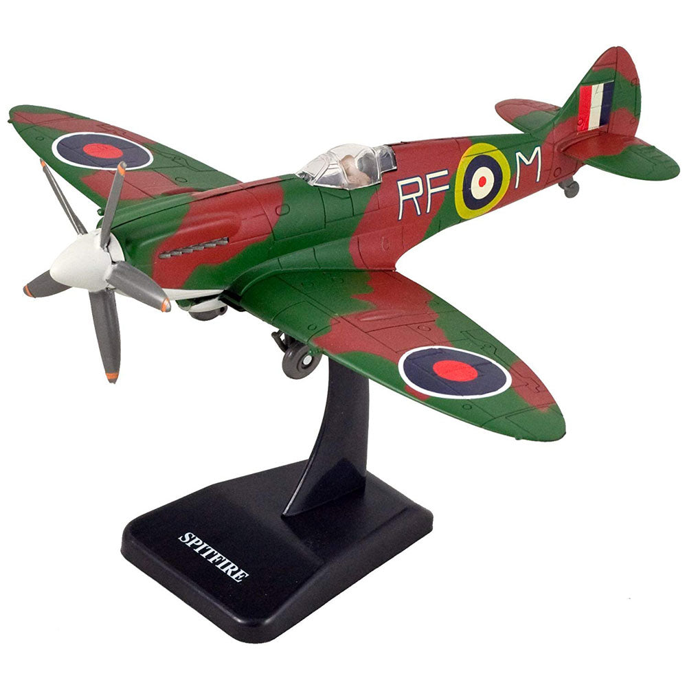 Highly Detailed 1:48 Scale Plastic Model Kit Replica of a Supermarine Spitfire World War II British Royal Air Force Fighter Aircraft with Detailed Markings and Display Stand that Includes Everything Needed for Assembly.