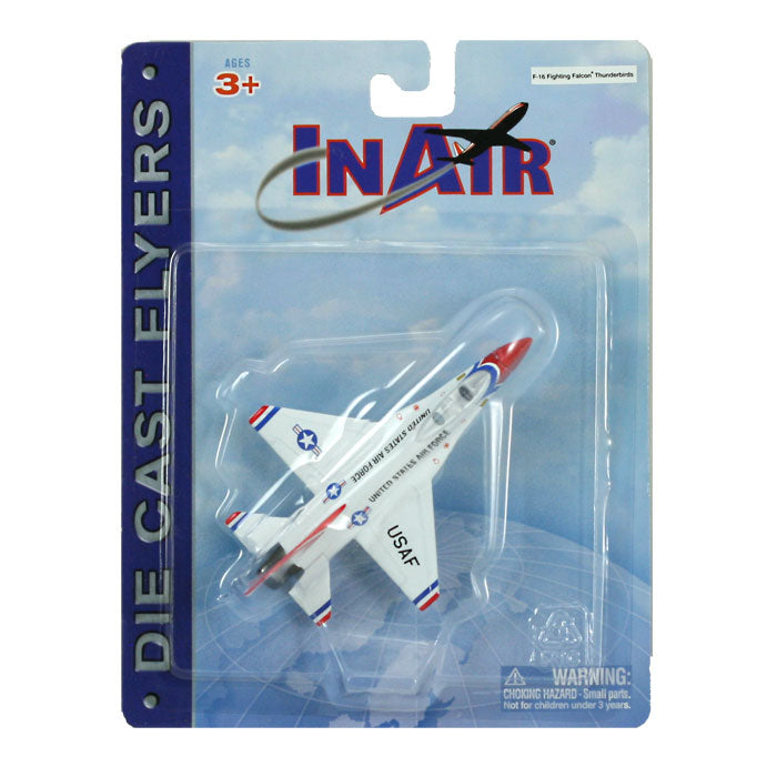 4.5 Inch Diecast Metal Lockheed F-16 Fighting Falcon Thunderbirds Aircraft with Authentic Markings and Details InAir Diecast Flyer RedBox / Motormax.