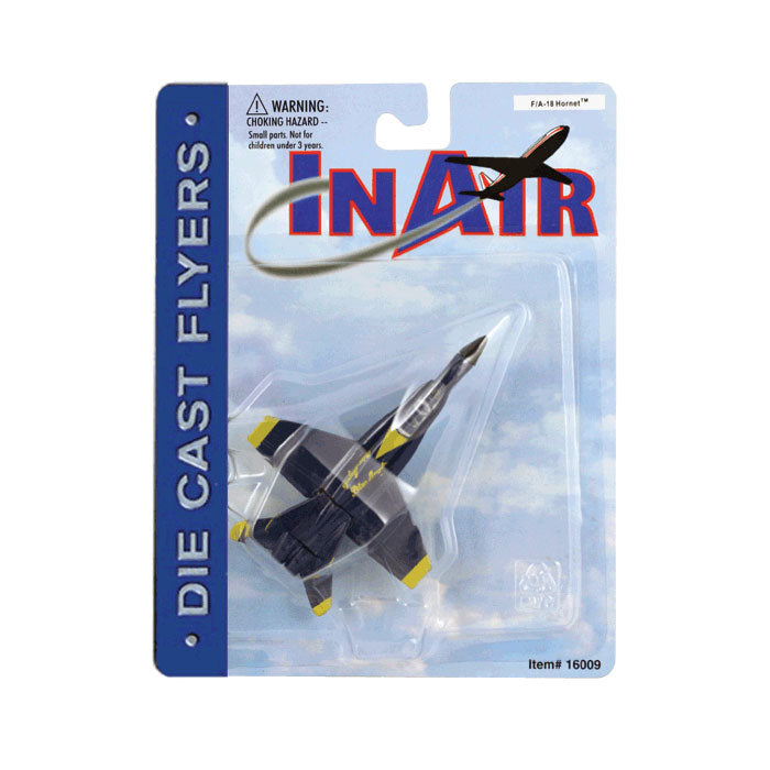 4.5 Inch Diecast Metal Blue Boeing F/A-18 Hornet Blue Angels Aircraft with Authentic Markings and Details InAir Diecast Flyers RedBox / Motormax.