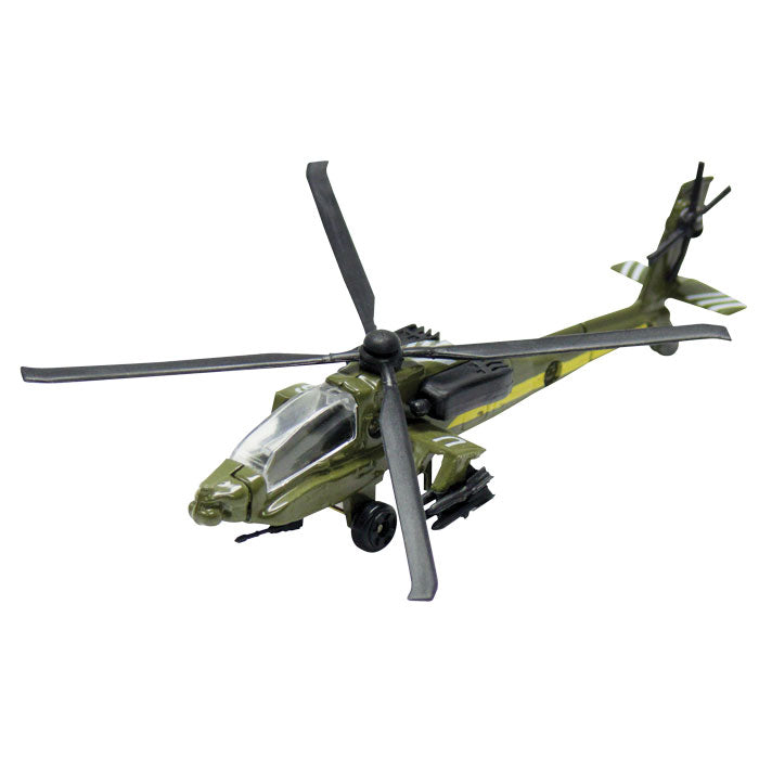 4.5 Inch Diecast Metal Green Boeing AH-64 Apache Longbow Helicopter with Authentic Markings and Details InAir Diecast Flyers RedBox / Motormax.