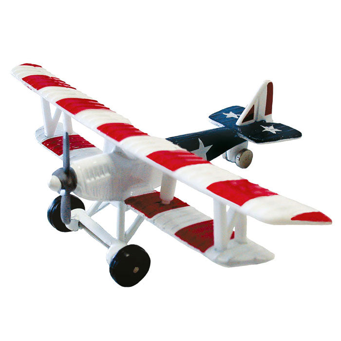 4.5 Inch Diecast Metal Red White & Blue World War I era Curtiss JN-4 “Jenny” Biplane US Army Training Aircraft and Later Civilian Aircraft with Authentic Markings and Details InAir Diecast Flyer RedBox / Motormax.