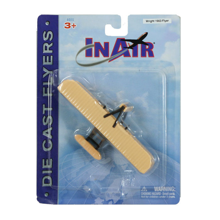 4.5 Inch Diecast Metal Wright Flyer Biplane Aircraft first flown by Orville and Wilbur in 1903 with Authentic Markings and Details InAir Diecast Flyer RedBox / Motormax.