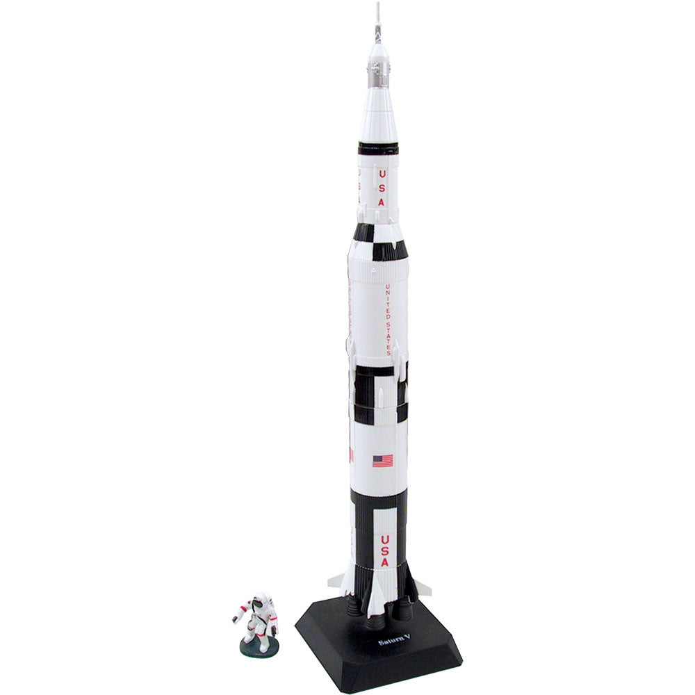Highly Detailed Plastic Model Kit Replica of the NASA Apollo Space Program Three-Stage Saturn V Rocket with Detailed Markings, Display Stand and Astronaut that Includes Everything Needed for Assembly.