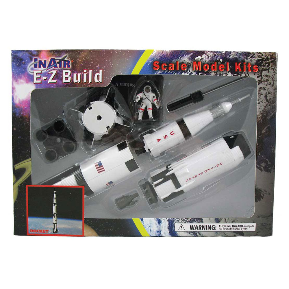 Highly Detailed Plastic Model Kit Replica of the NASA Apollo Space Program Three-Stage Saturn V Rocket with Detailed Markings, Display Stand and Astronaut in its Original Packaging.