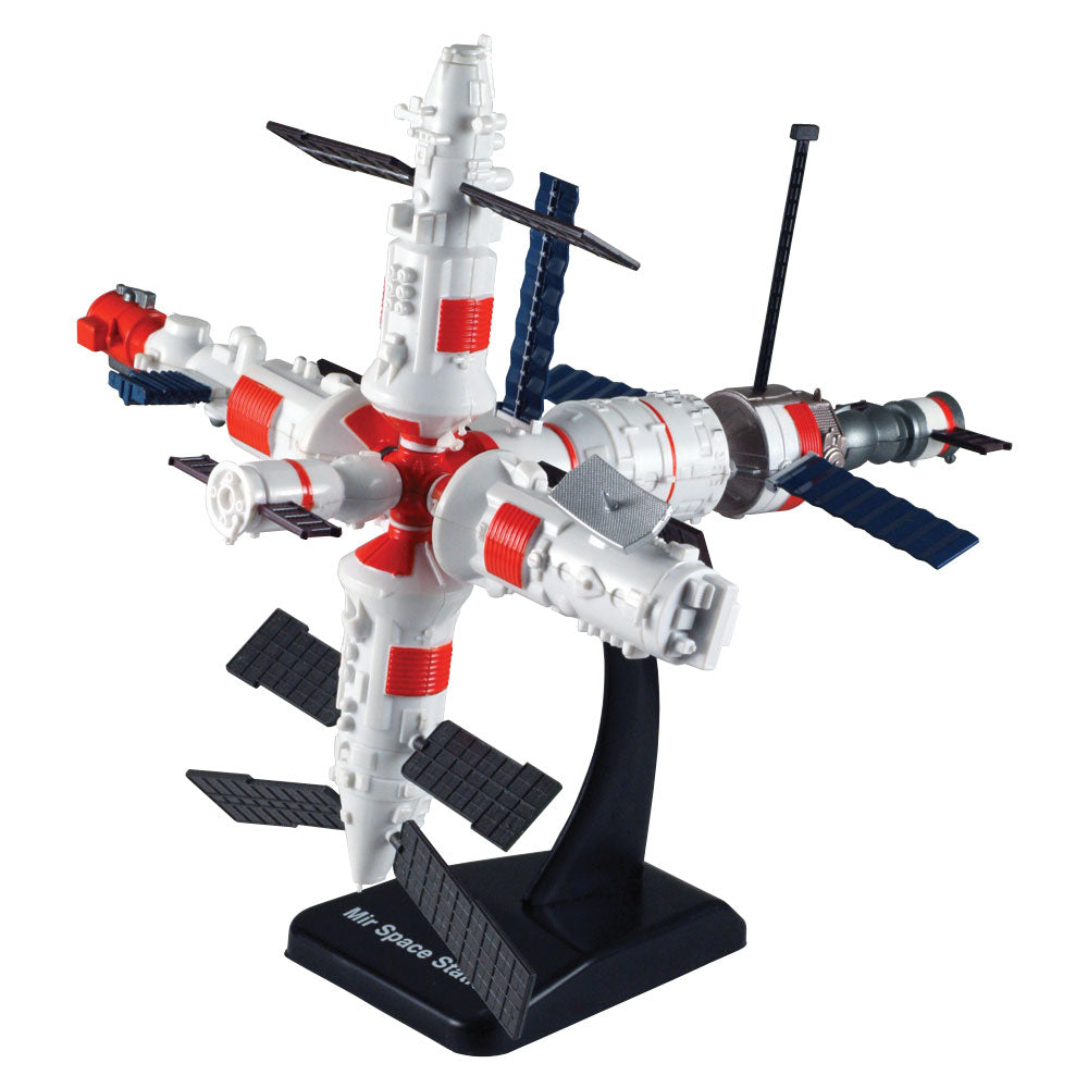 Highly Detailed Plastic Model Kit Replica of the Soviet MIR Low Earth Orbit Space Station with Detailed Markings, and Display Stand that Includes Everything Needed for Assembly.