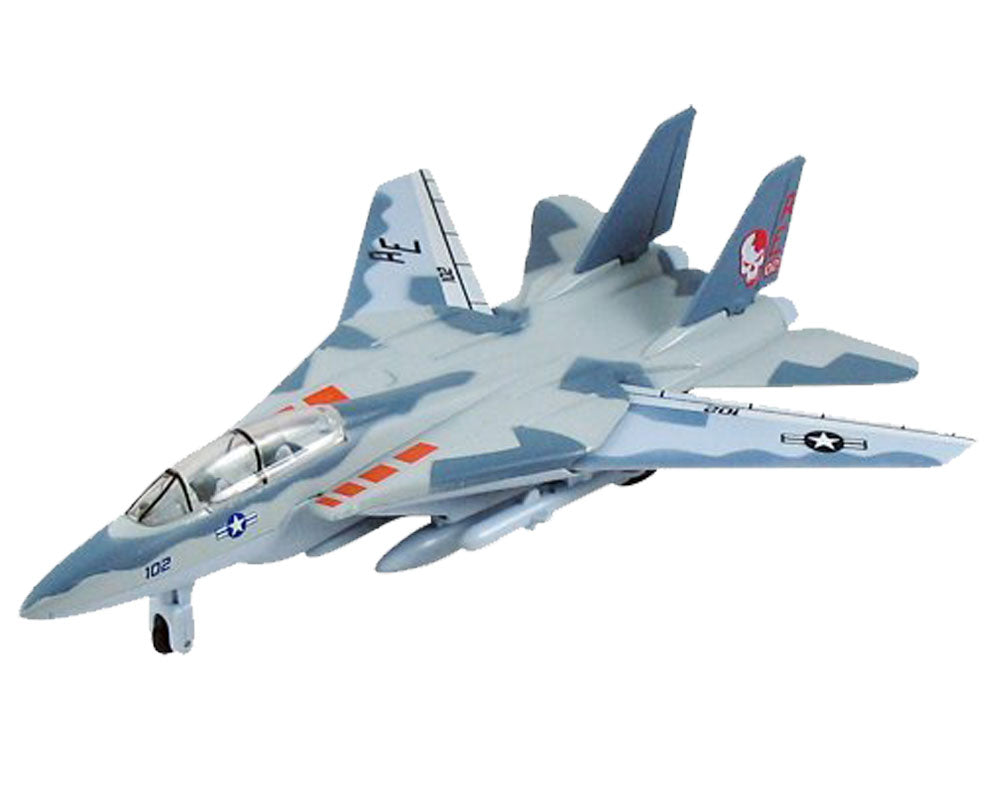 InAir 9 Inch Diecast Metal and Plastic Friction Powered Pullback Northrop Grumman F-14 Tomcat Swing Wing Fighter Aircraft in Smoke Camouflage with Historically Accurate Markings and Movable Swing Wings.