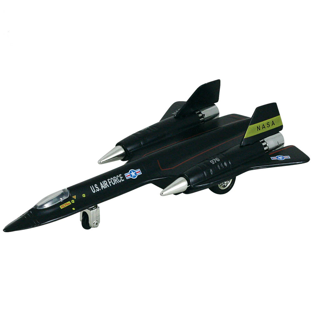 8 Inch Die Cast Metal and Plastic Friction Powered Pullback Lockheed SR-71 Blackbird Stealth Reconnaissance US Air Force Aircraft with Historically Accurate Markings.