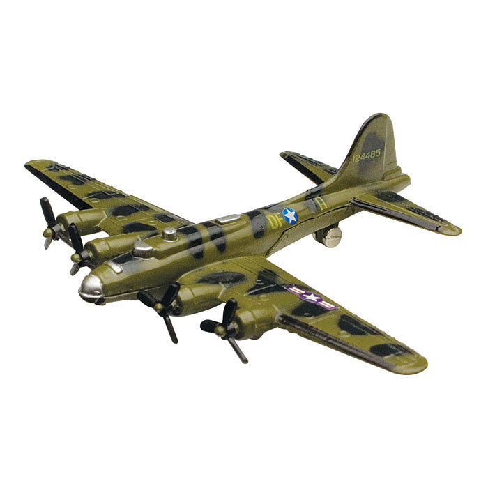 4.5 Inch Diecast Metal Green Boeing B-17 Flying Fortress Heavy Bomber Aircraft with Authentic Markings and Details InAir Diecast Flyers RedBox / Motormax.