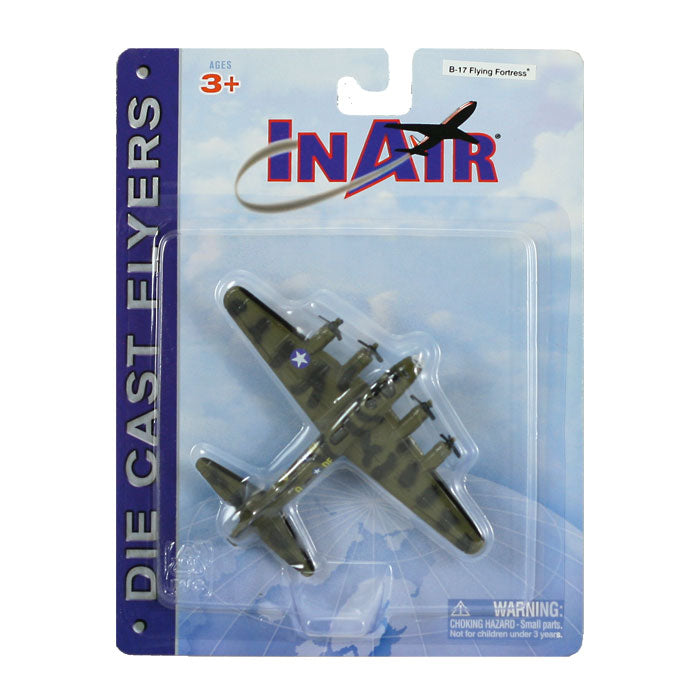 4.5 Inch Diecast Metal Green Boeing B-17 Flying Fortress Heavy Bomber Aircraft with Authentic Markings and Details InAir Diecast Flyers RedBox / Motormax.
