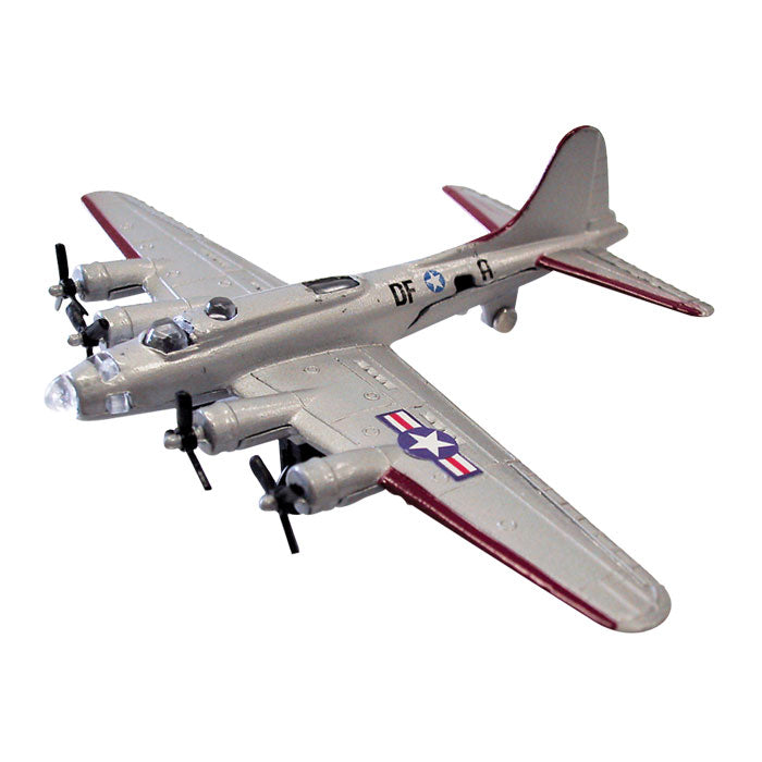 4.5 Inch Diecast Metal Silver Boeing B-17 Flying Fortress Heavy Bomber Aircraft with Authentic Markings and Details InAir Diecast Flyers RedBox / Motormax.